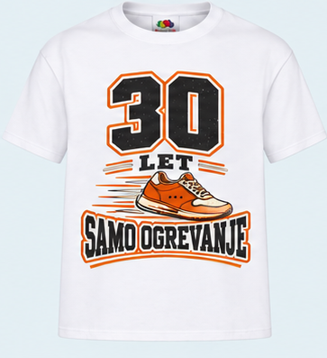 Moška majica za 30 let Samo ogrevanje, Fruit of the Loom, Bela