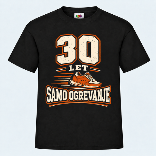 Moška majica za 30 let Samo ogrevanje, Fruit of the Loom, črna