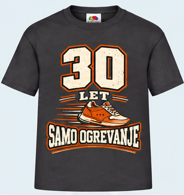 Moška majica za 30 let Samo ogrevanje, Fruit of the Loom, Grafitna