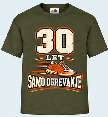 Moška majica za 30 let Samo ogrevanje, Fruit of the Loom, Olivna