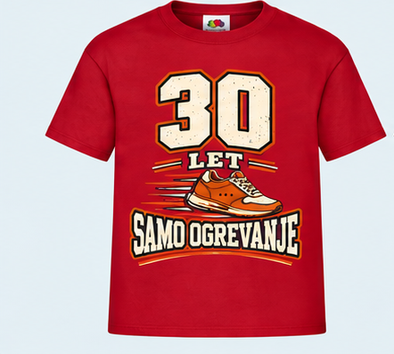 Moška majica za 30 let Samo ogrevanje, Fruit of the Loom, Rdeča