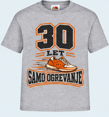 Moška majica za 30 let Samo ogrevanje, Fruit of the Loom, Siva