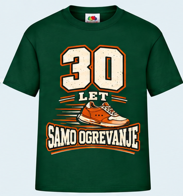 Moška majica za 30 let Samo ogrevanje, Fruit of the Loom, Stekleno zelena