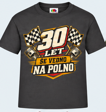 Moška majica za 30 let Še vedno na polno, Fruit of the Loom, Grafitna