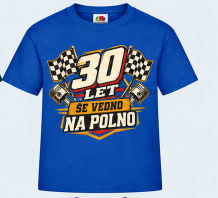 Moška majica za 30 let Še vedno na polno, Fruit of the Loom, Kraljevo modra