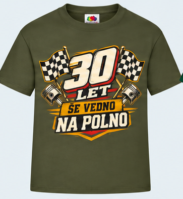 Moška majica za 30 let Še vedno na polno, Fruit of the Loom, Olivna