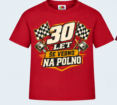 Moška majica za 30 let Še vedno na polno, Fruit of the Loom, Rdeča
