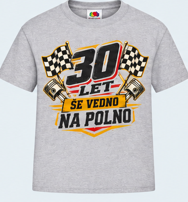 Moška majica za 30 let Še vedno na polno, Fruit of the Loom, Siva