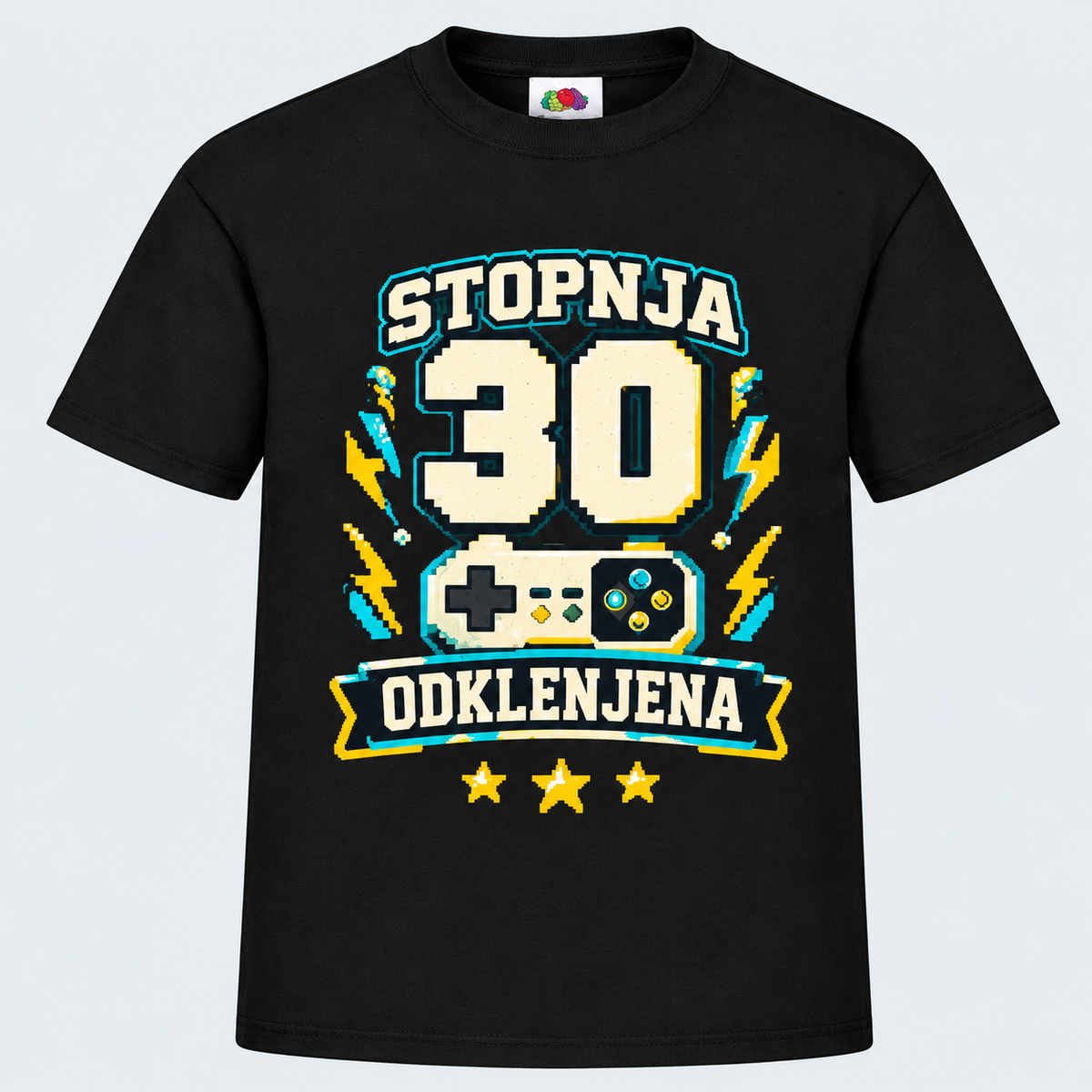 Moška majica za 30 let Stopnja 30 odklenjena, Fruit of the Loom, Črna
