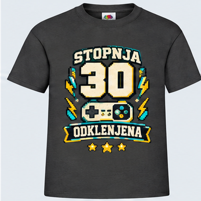 Moška majica za 30 let Stopnja 30 odklenjena, Fruit of the Loom, Grafitna