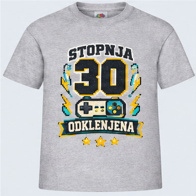 Moška majica za 30 let Stopnja 30 odklenjena, Fruit of the Loom, Siva