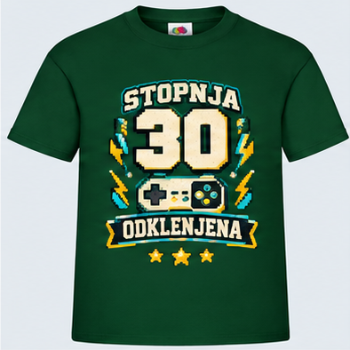 Moška majica za 30 let Stopnja 30 odklenjena, Fruit of the Loom, Stekleno zelena