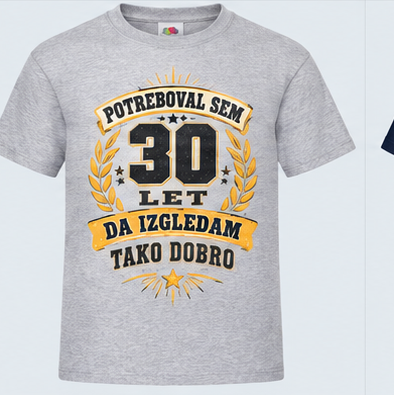 Moška majica za 30 let 30 let, da izgledam tako dobro, Fruit of the Loom, Siva