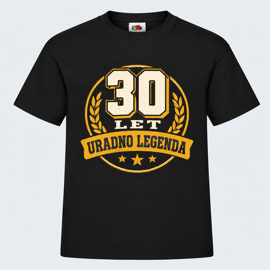 Moška majica za 30 let Uradno legenda, Fruit of the Loom, črna