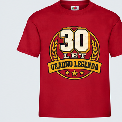Moška majica za 30 let Uradno legenda, Fruit of the Loom, Rdeča