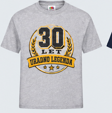 Moška majica za 30 let Uradno legenda, Fruit of the Loom, Siva