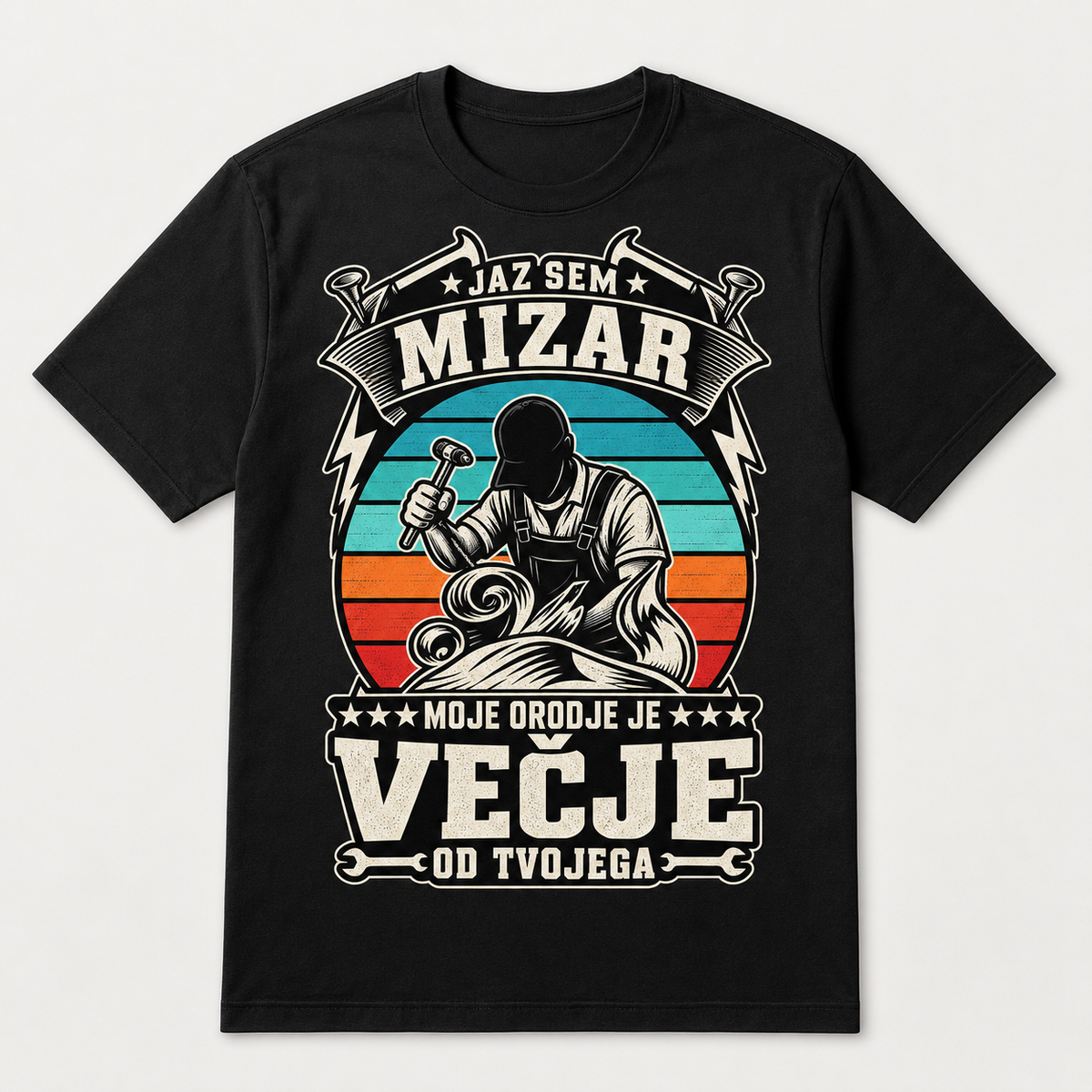 Majica za mizarja z napisom Moje orodje je večje od tvojega, črna