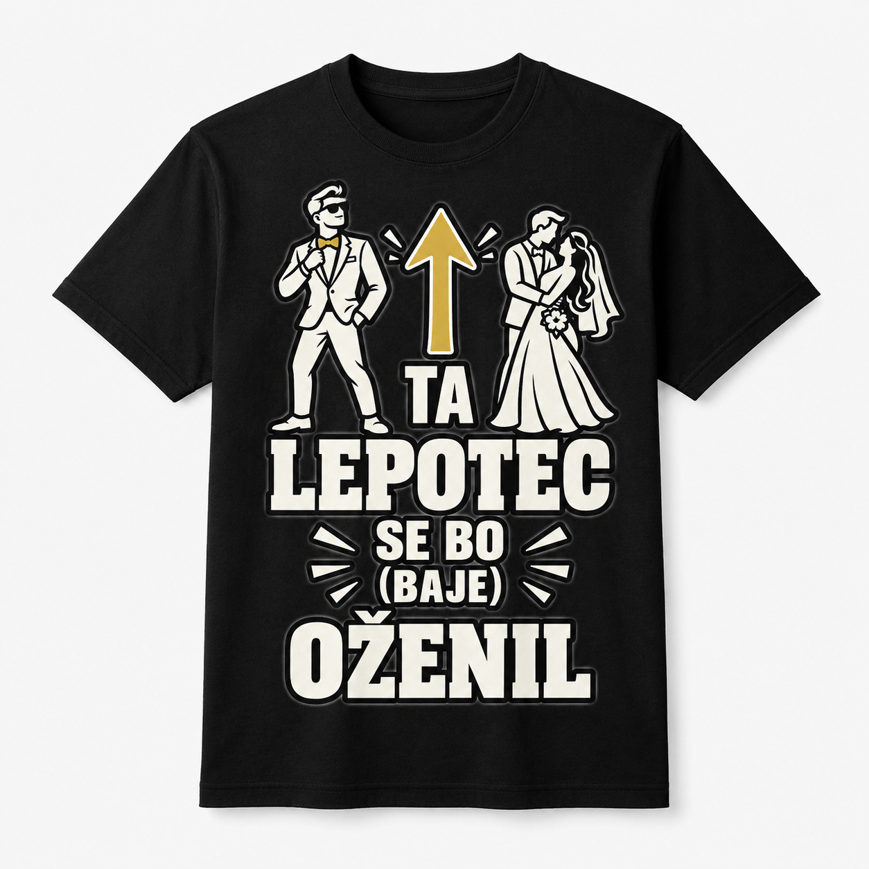 Majica za ženina Ta lepotec se bo baje oženil, črna