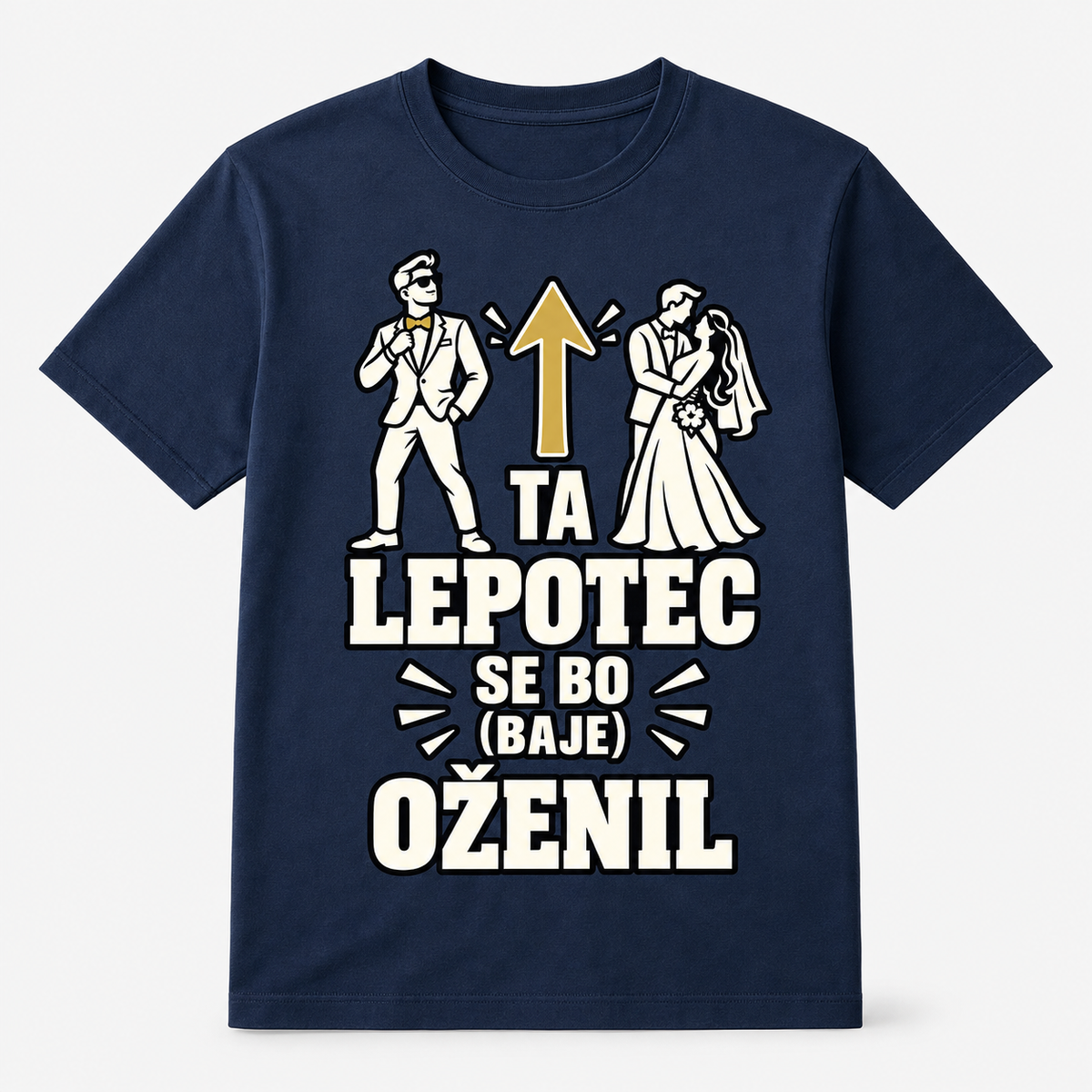 Majica za ženina Ta lepotec se bo baje oženil, mornarsko modra
