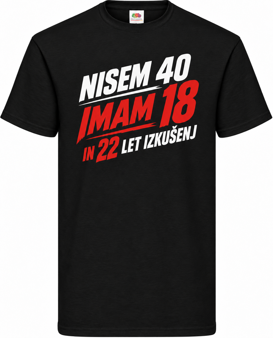 Moška majica za 40 let 18 z 22 leti izkušenj, Fruit of the Loom, črna