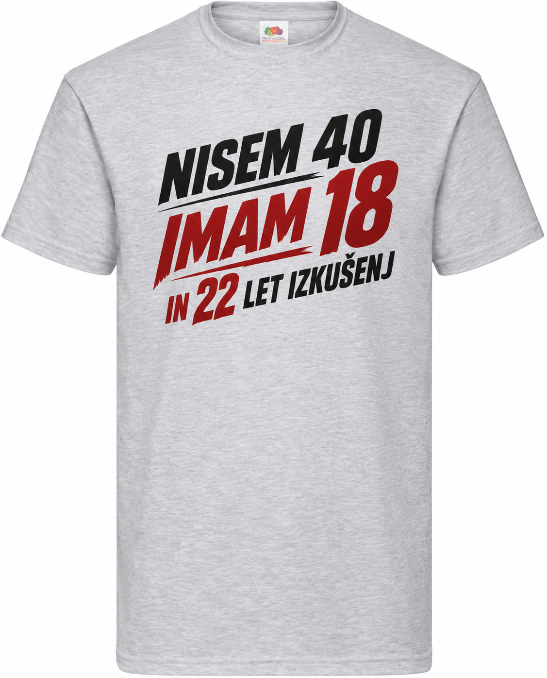 Moška majica za 40 let 18 z 22 leti izkušenj, Fruit of the Loom, siva