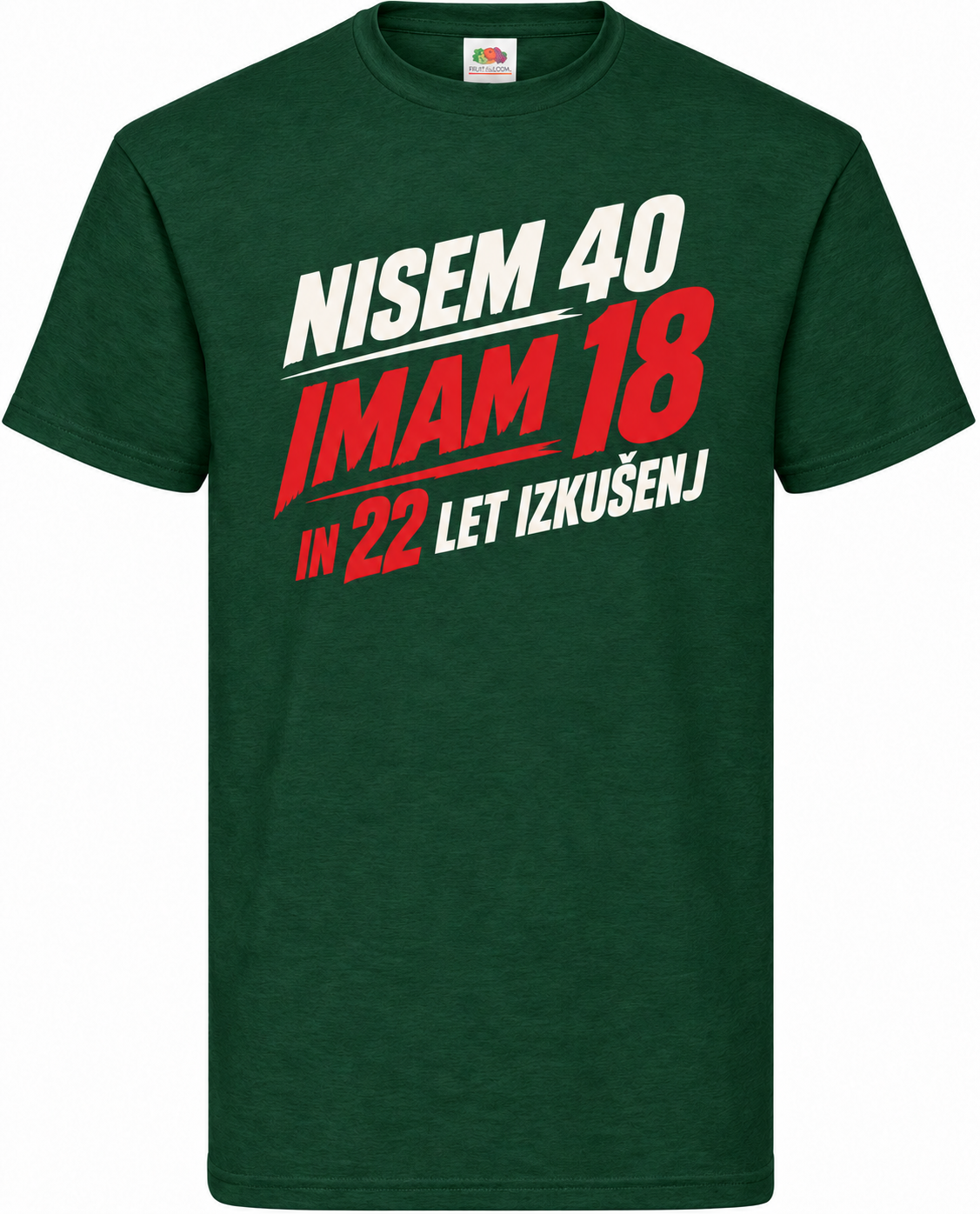 Moška majica za 40 let 18 z 22 leti izkušenj, Fruit of the Loom, stekleno zelena