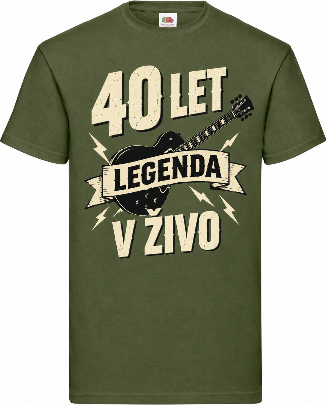 Moška majica za 40 let Legenda v živo, Fruit of the Loom, olivna