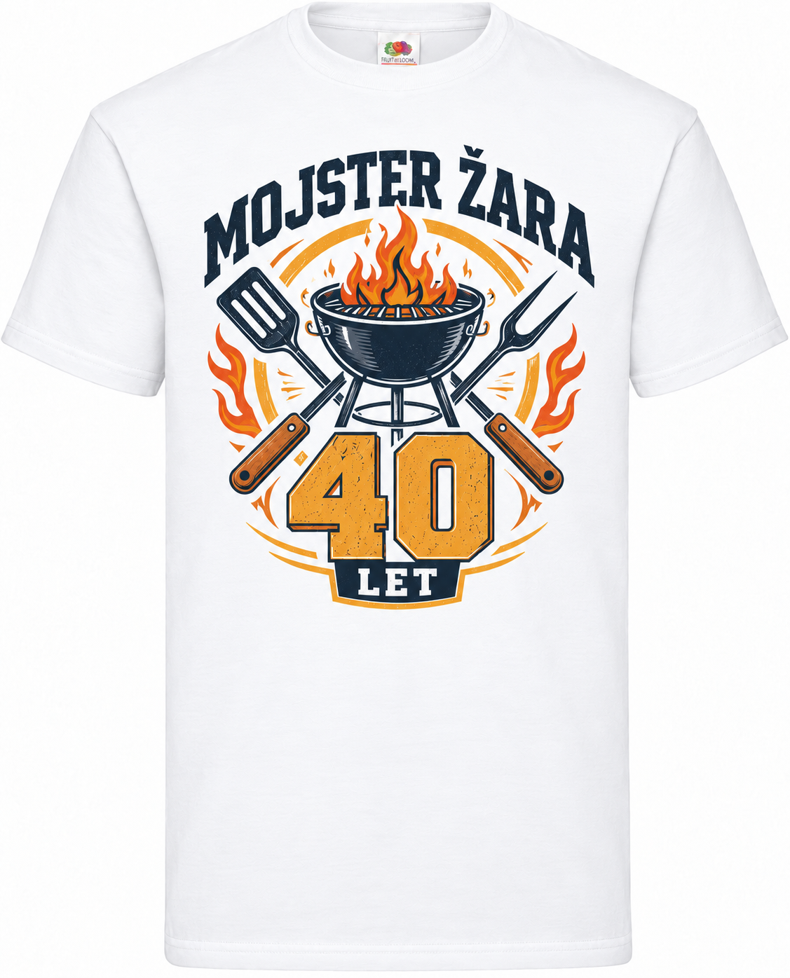 Moška majica za 40 let Mojster žara, Fruit of the Loom, bela