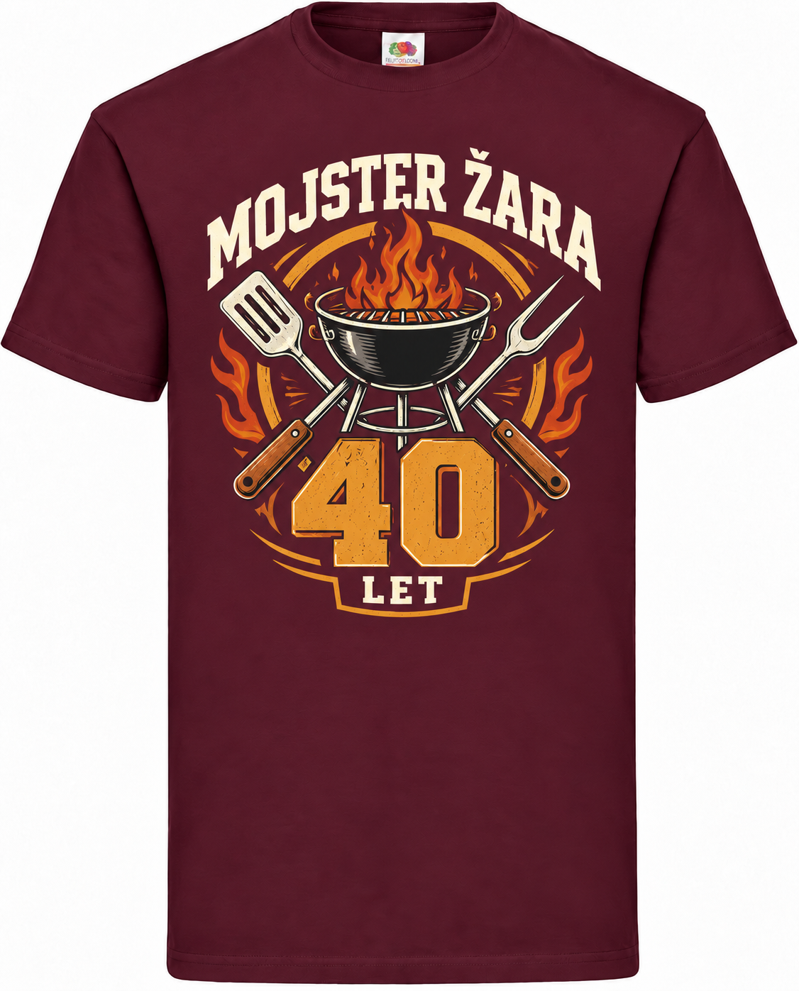 Moška majica za 40 let Mojster žara, Fruit of the Loom, bordo