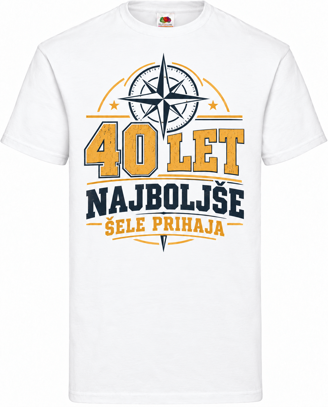 Moška majica za 40 let Najboljše šele prihaja, Fruit of the Loom, bela