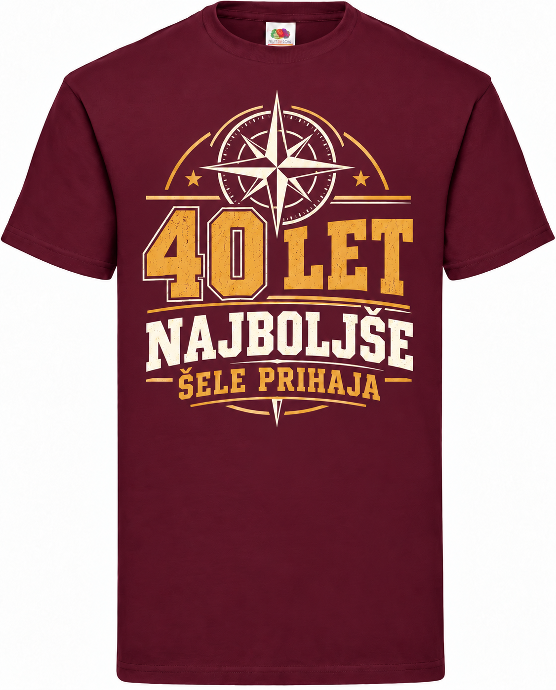 Moška majica za 40 let Najboljše šele prihaja, Fruit of the Loom, bordo