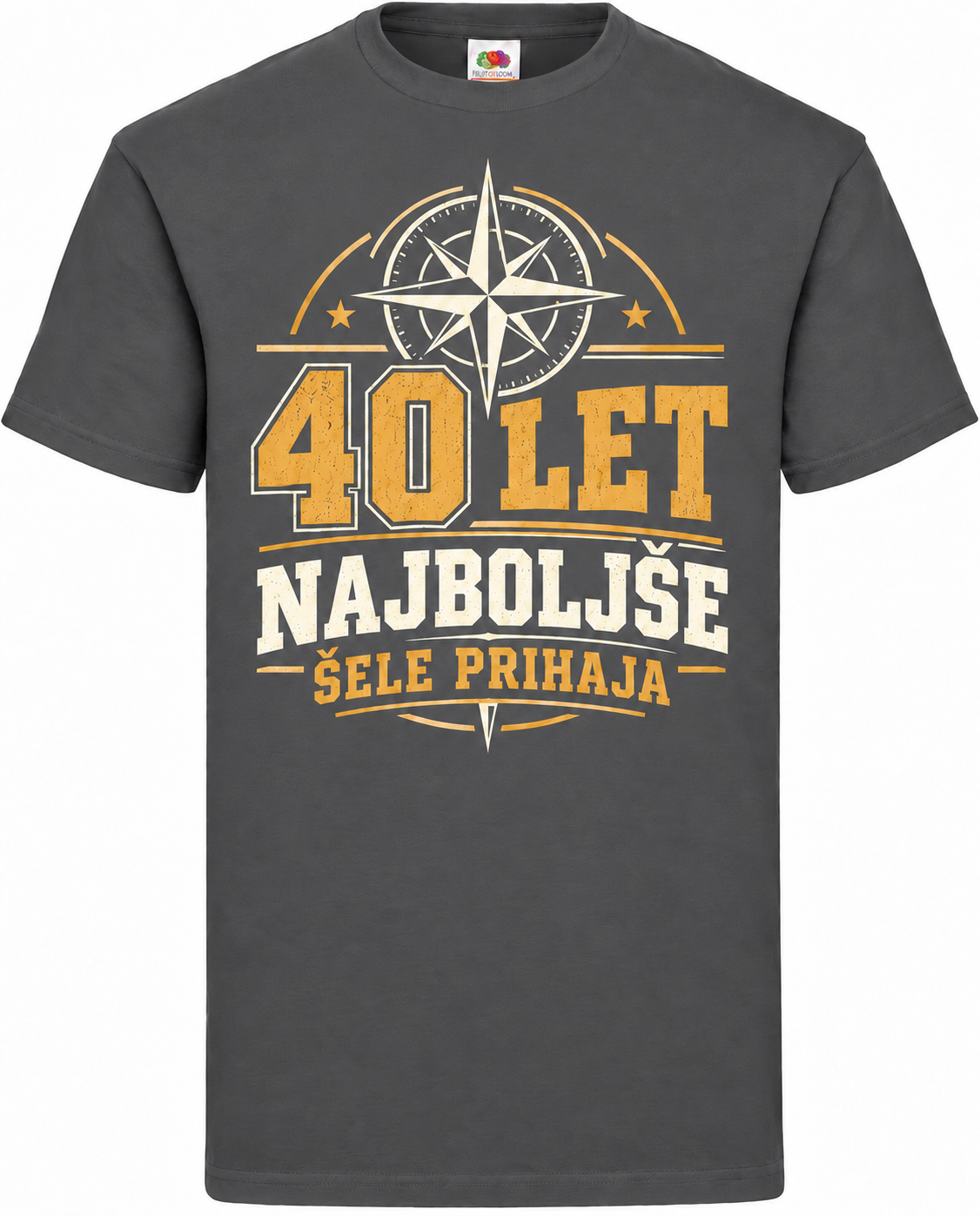 Moška majica za 40 let Najboljše šele prihaja, Fruit of the Loom, grafitna