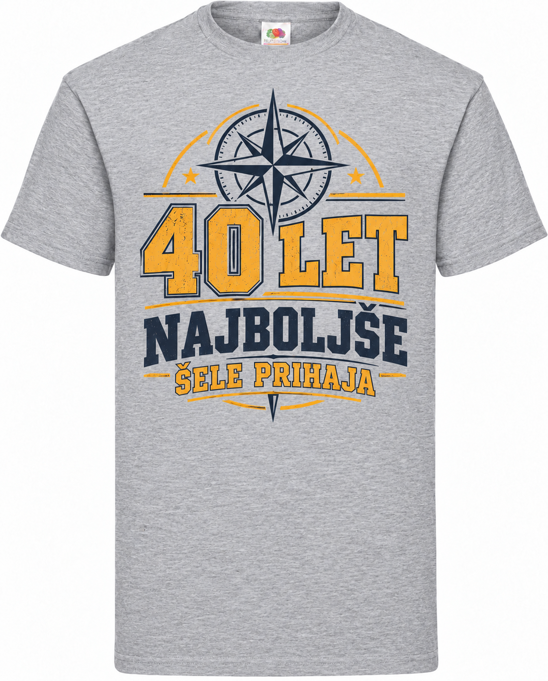 Moška majica za 40 let Najboljše šele prihaja, Fruit of the Loom, siva