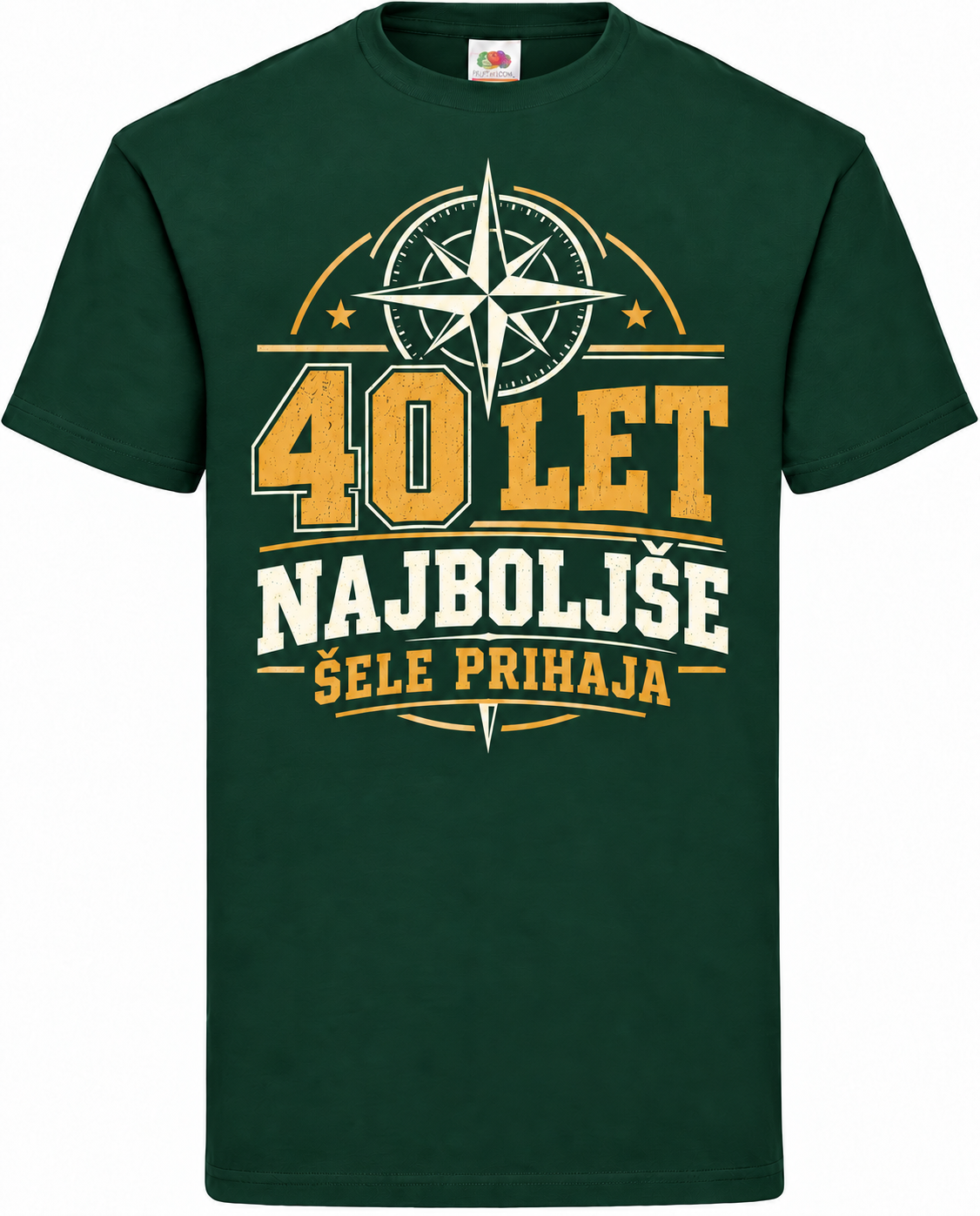 Moška majica za 40 let Najboljše šele prihaja, Fruit of the Loom, stekleno zelena