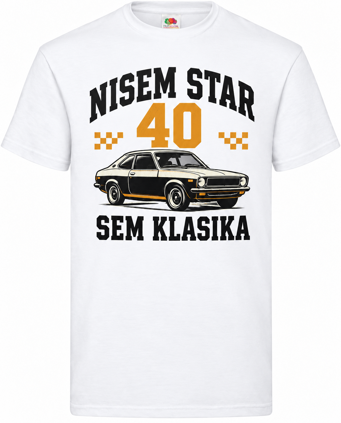 Moška majica za 40 let Nisem star, sem klasika, Fruit of the Loom, bela