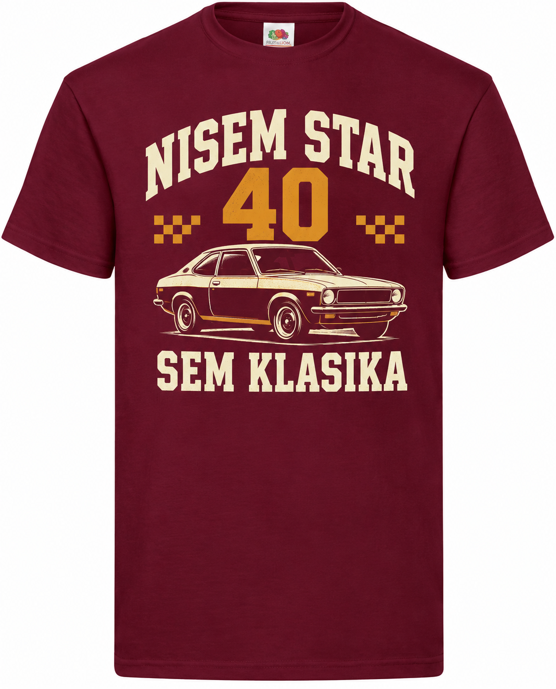 Moška majica za 40 let Nisem star, sem klasika, Fruit of the Loom, bordo