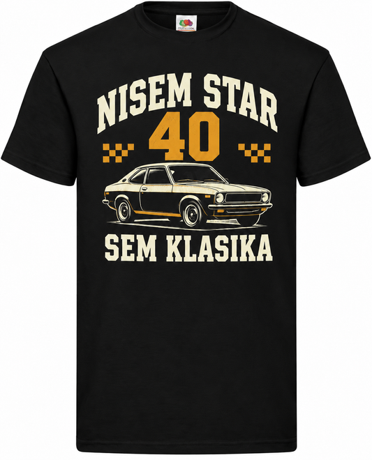 Moška majica za 40 let Nisem star, sem klasika, Fruit of the Loom, črna