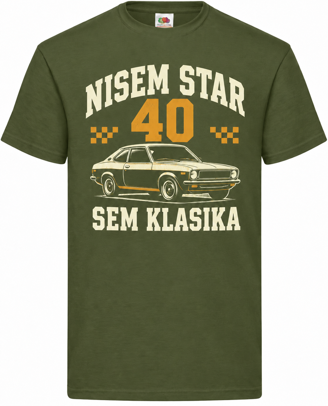 Moška majica za 40 let Nisem star, sem klasika, Fruit of the Loom, olivna