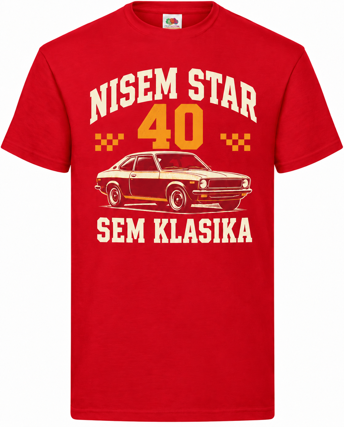 Moška majica za 40 let Nisem star, sem klasika, Fruit of the Loom, rdeča