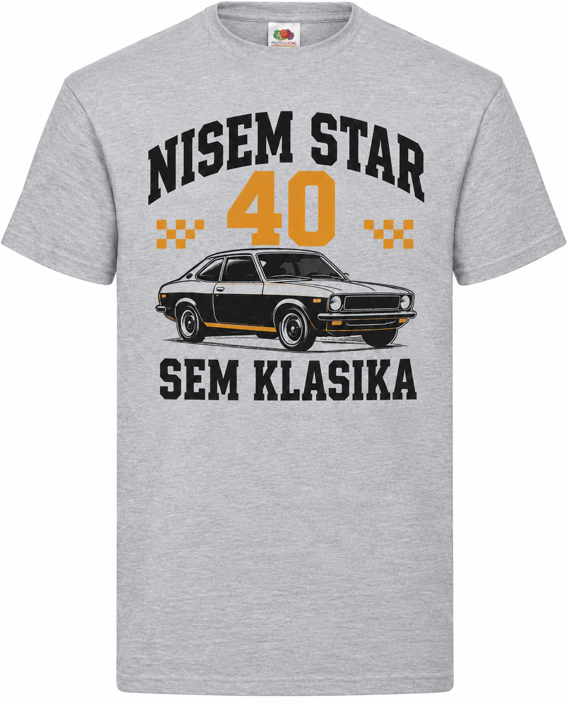 Moška majica za 40 let Nisem star, sem klasika, Fruit of the Loom, siva