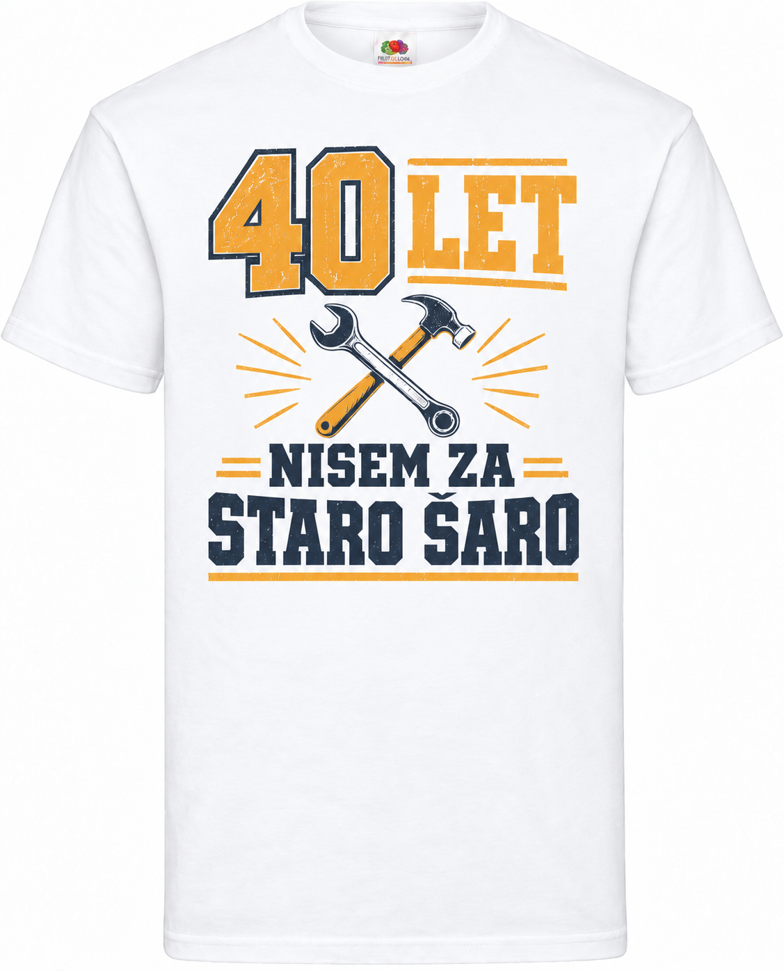 Moška majica za 40 let Nisem za staro šaro, Fruit of the Loom, bela