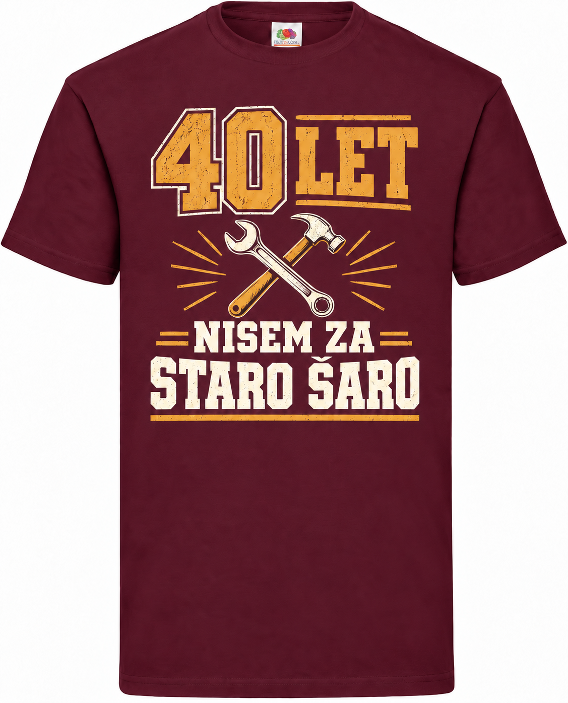 Moška majica za 40 let Nisem za staro šaro, Fruit of the Loom, bordo