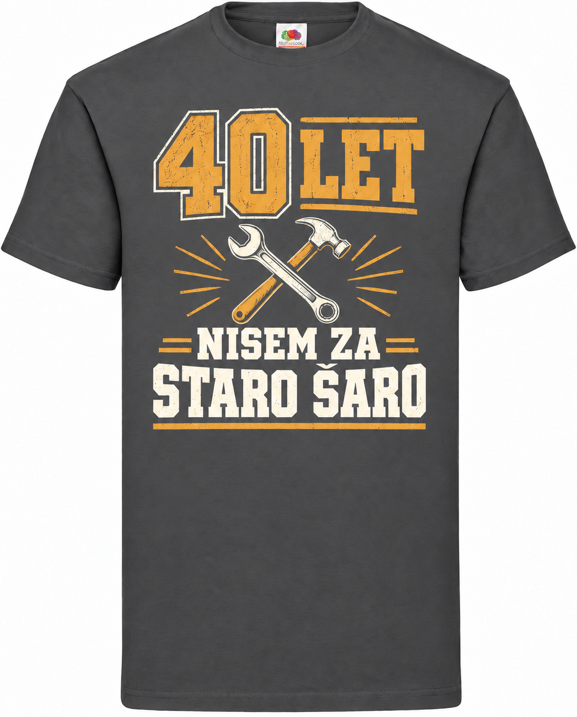 Moška majica za 40 let Nisem za staro šaro, Fruit of the Loom, grafitna