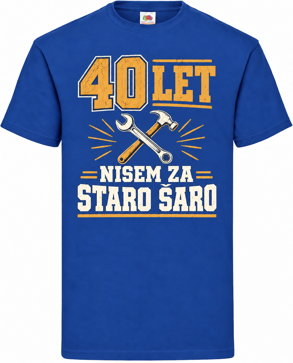 Moška majica za 40 let Nisem za staro šaro, Fruit of the Loom, kraljevo modra