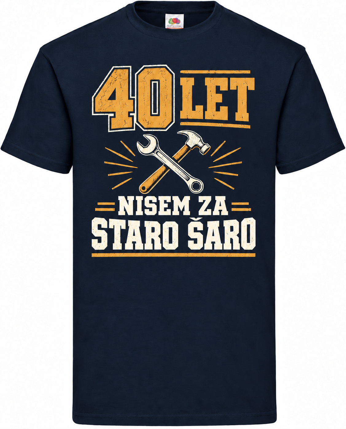Moška majica za 40 let Nisem za staro šaro, Fruit of the Loom, mornarsko modra