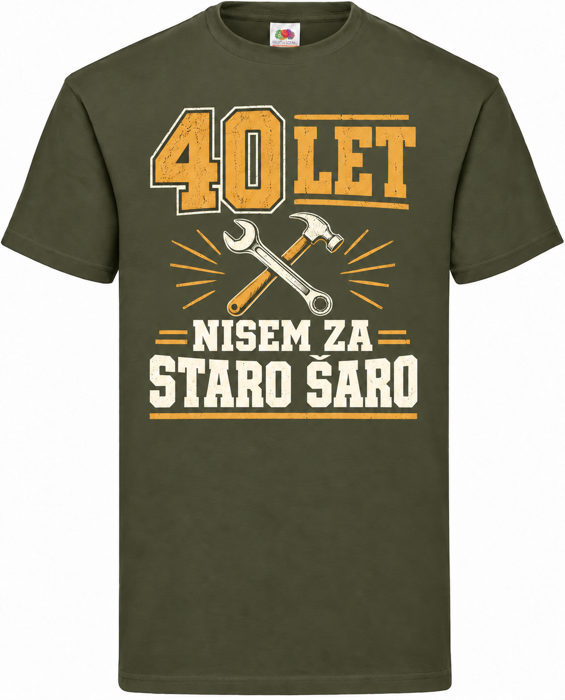 Moška majica za 40 let Nisem za staro šaro, Fruit of the Loom, olivna