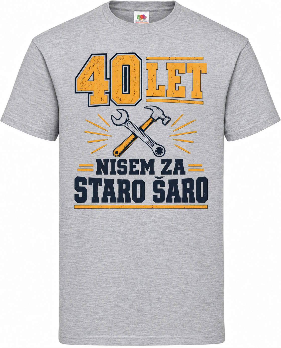 Moška majica za 40 let Nisem za staro šaro, Fruit of the Loom, siva