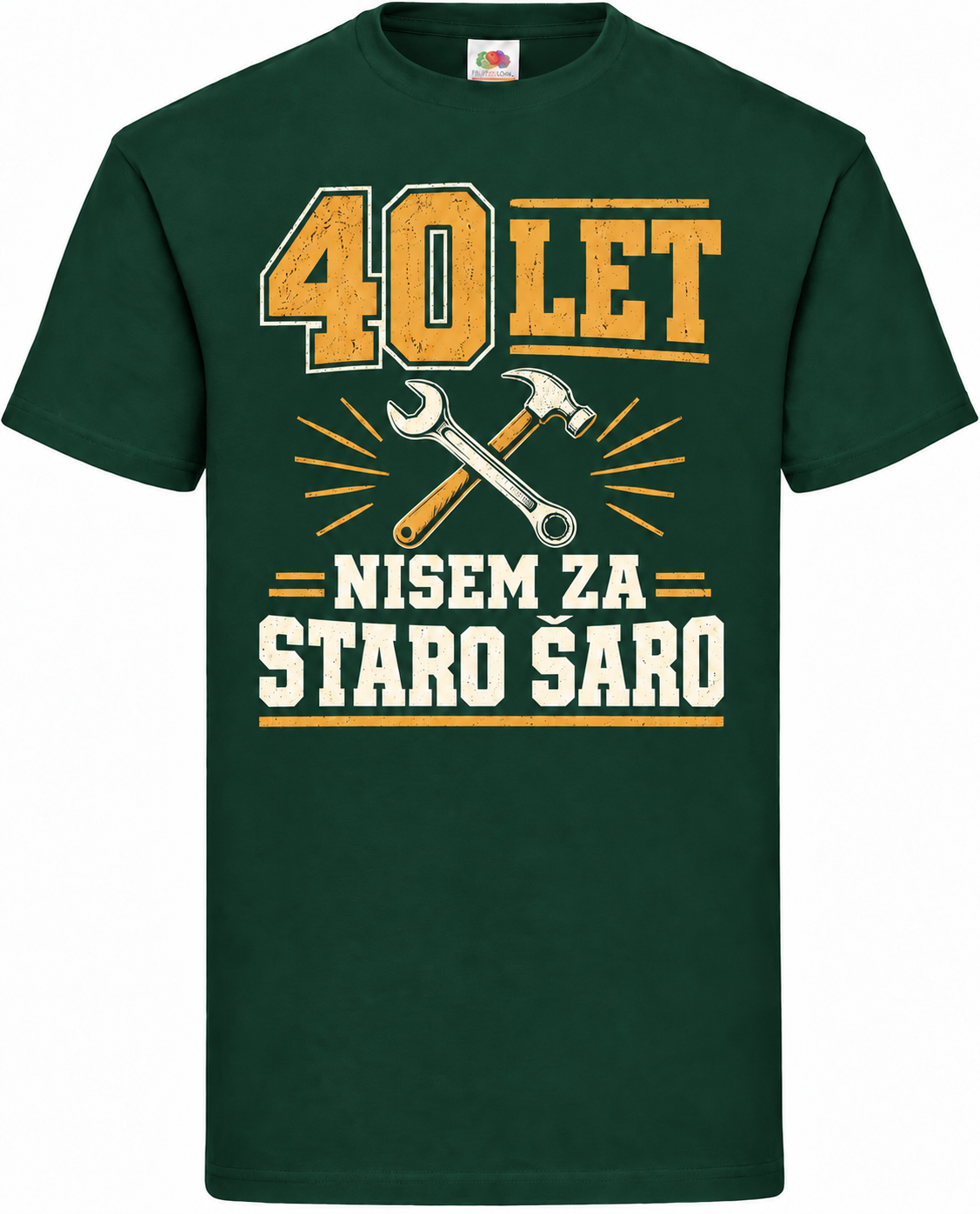 Moška majica za 40 let Nisem za staro šaro, Fruit of the Loom, stekleno zelena
