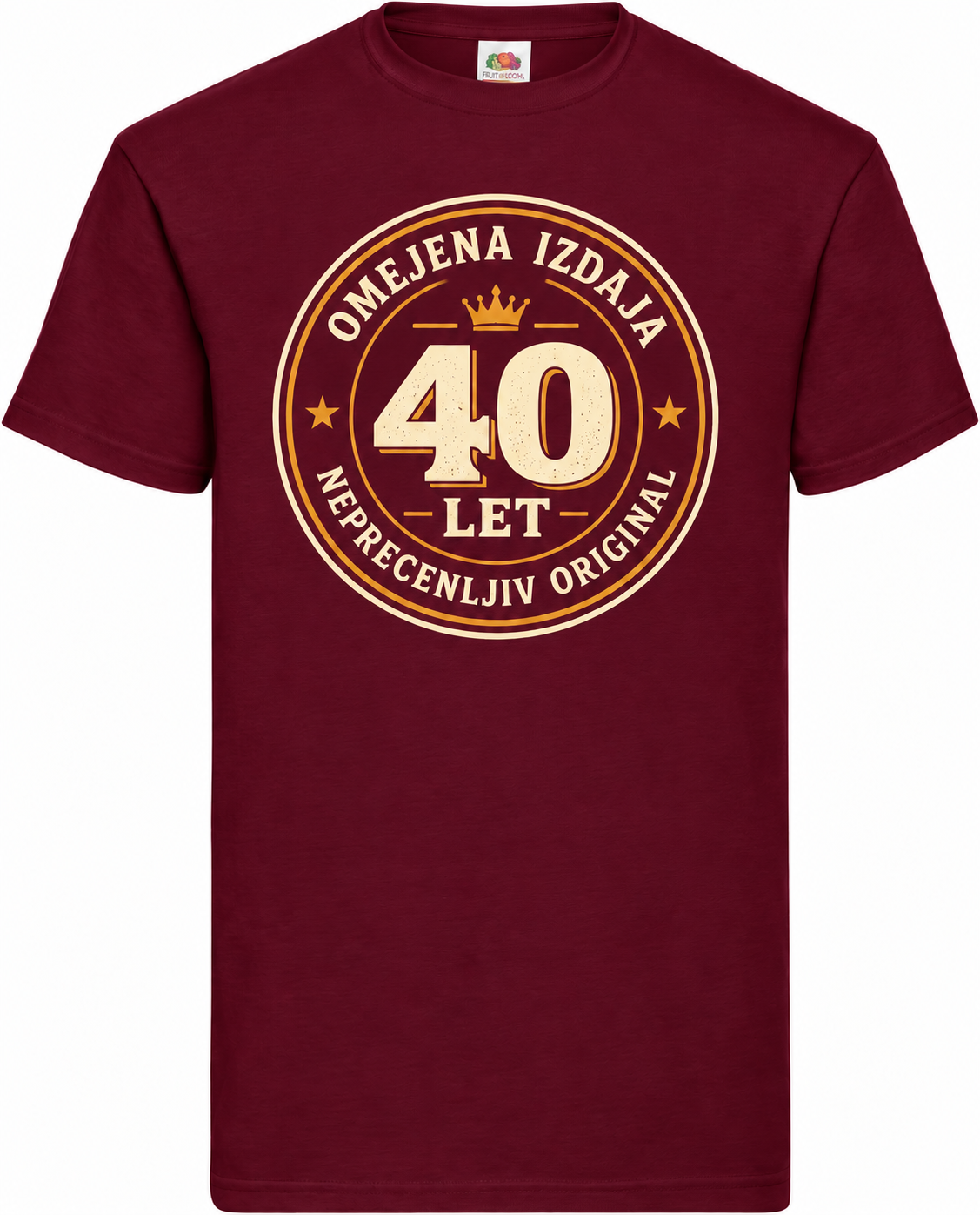 Moška majica za 40 let Omejena izdaja, Fruit of the Loom, bordo