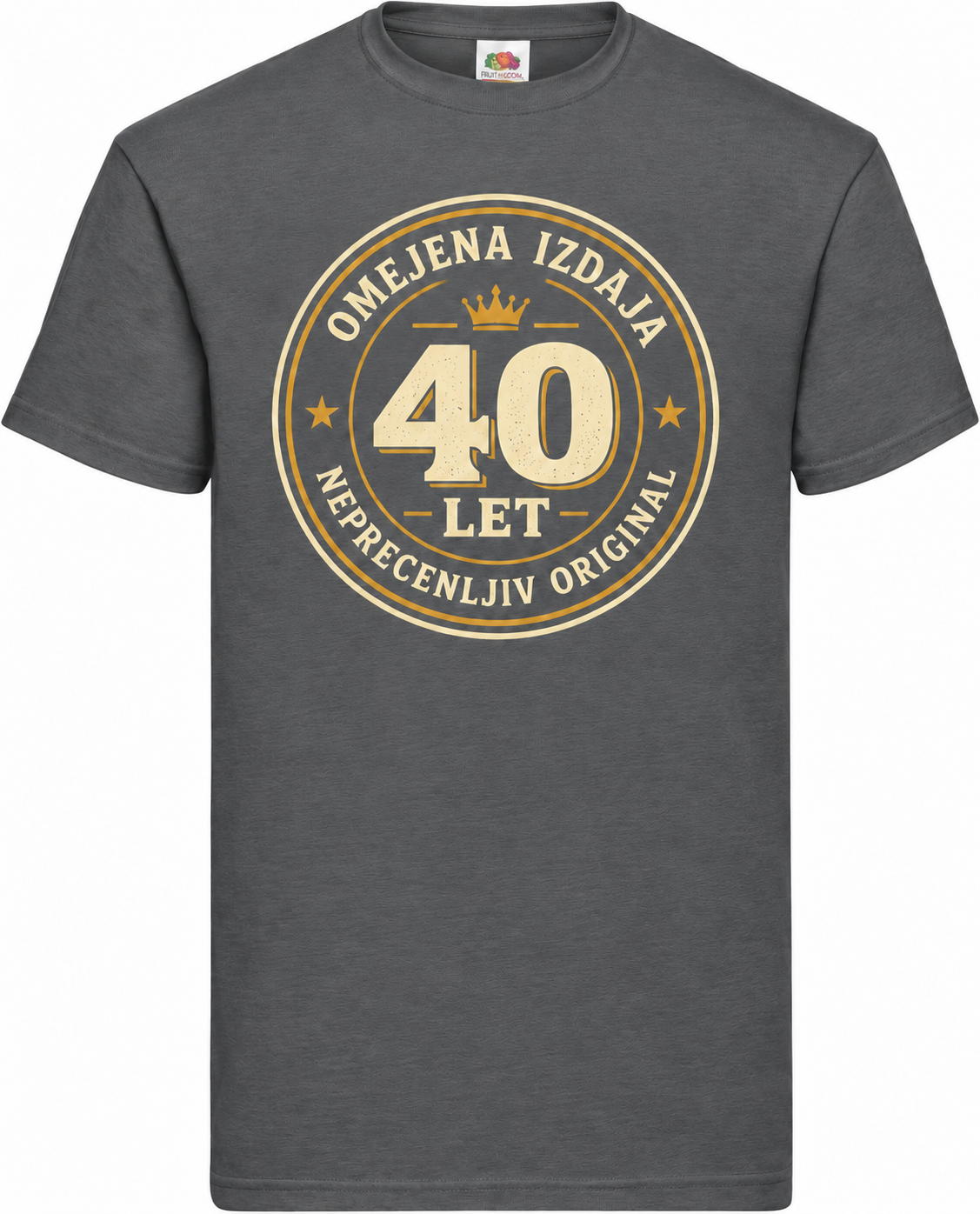 Moška majica za 40 let Omejena izdaja, Fruit of the Loom, grafitna